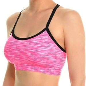NWT Daisy Fuentes pink and black sports bra